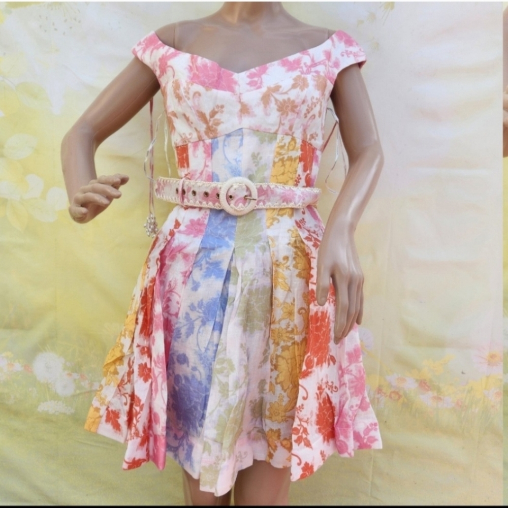 Zimmermann postcard colorful short mini dress size 1
